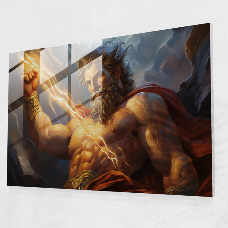 Mythology Glass Print: Greek God With Lightning Bolt - Mythology, Greek Mythology, Majestic, Glass Print