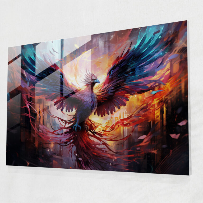 Mythology Glass Wall Art: Phoenix Rising - Mythology, Glass Print, Mythology, Digital Artwork