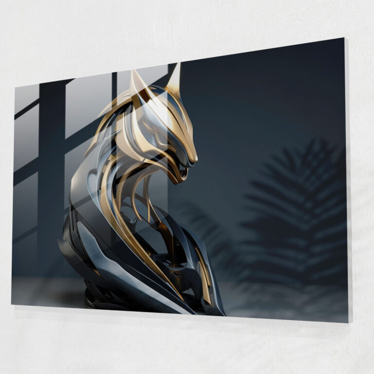 Mythology Glass Wall Art: Futuristic 3D Sculpture - Mythology, 3D Sculpture, Mythology, Legendary Creature