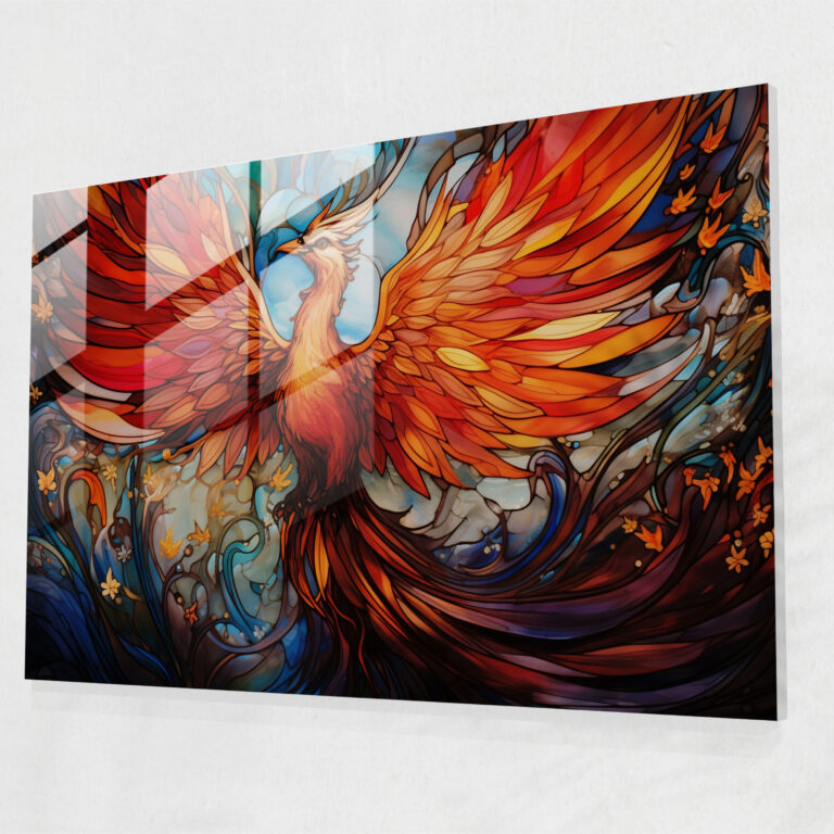 Phoenix Mythology Glass Print - Mythology, Rebirth, Glass Print, Symbolism