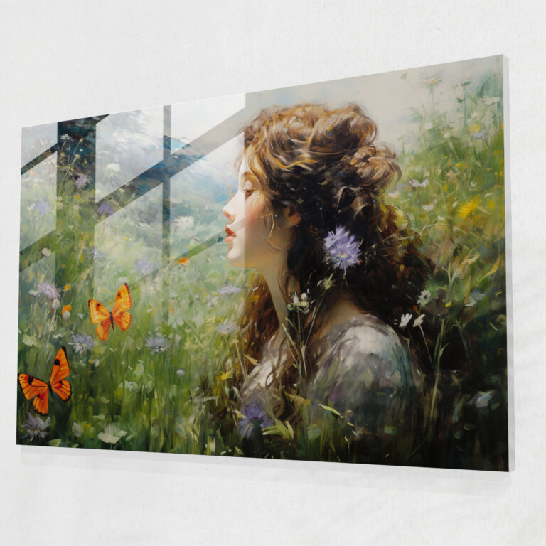 Mythology Glass Print - Serene Nymph - Mythology, Impressionist, Modern Art, Home Decoration