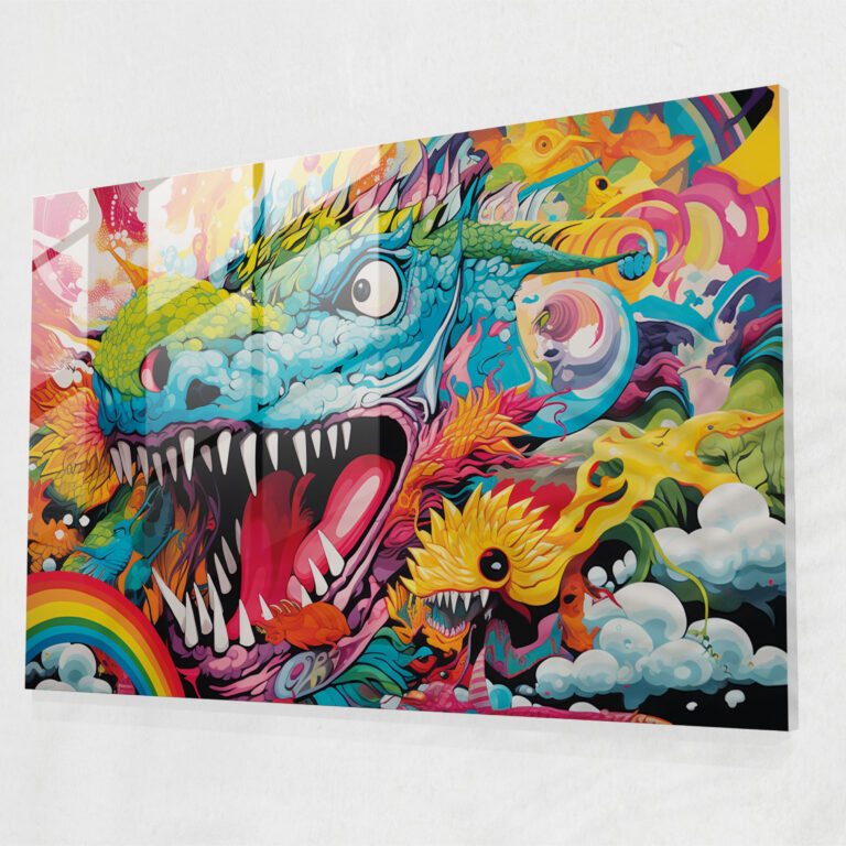 Mythology Glass Print - Playful Mythical Collage - Mythology, Pop Art, Mythical Creatures, Glass Print
