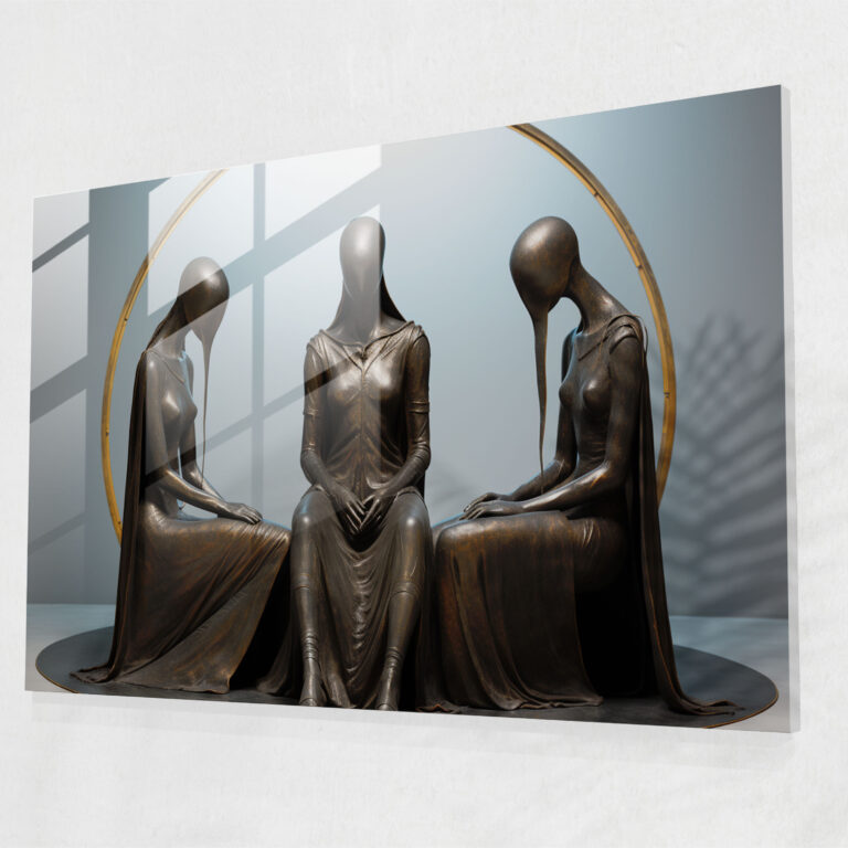 Mythology Glass Print - Embrace Of Destiny - Mythology, Glass Print, Three Fates, Concept Of Destiny