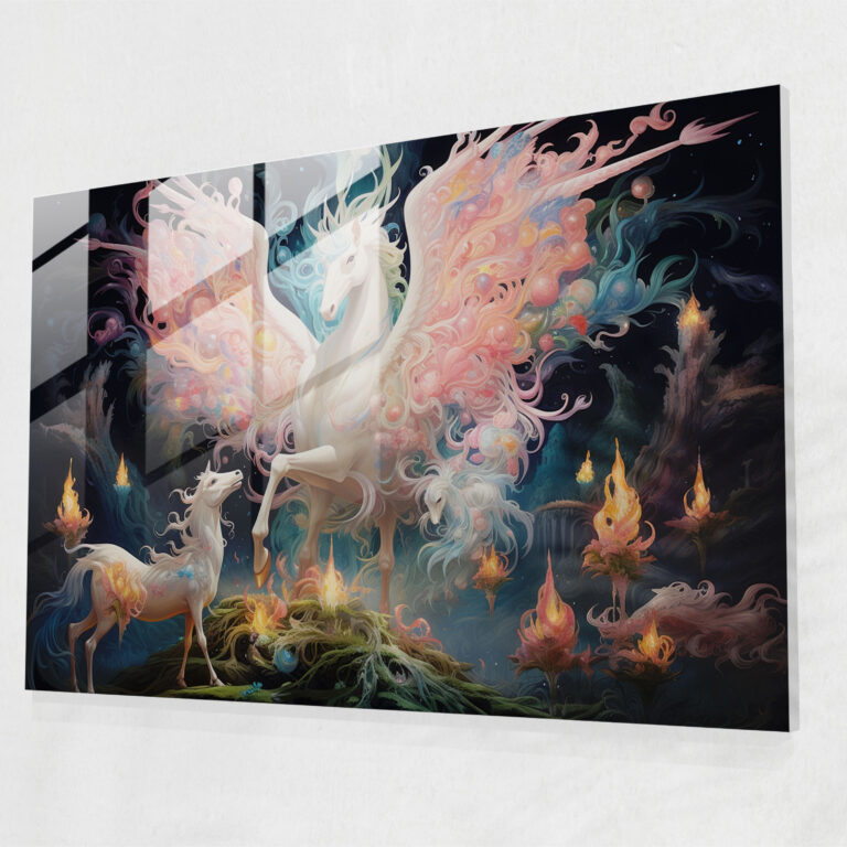 Dreamy Mythology Glass Print - Mythology, Mythical Creatures, Modern Art, Intricate Details
