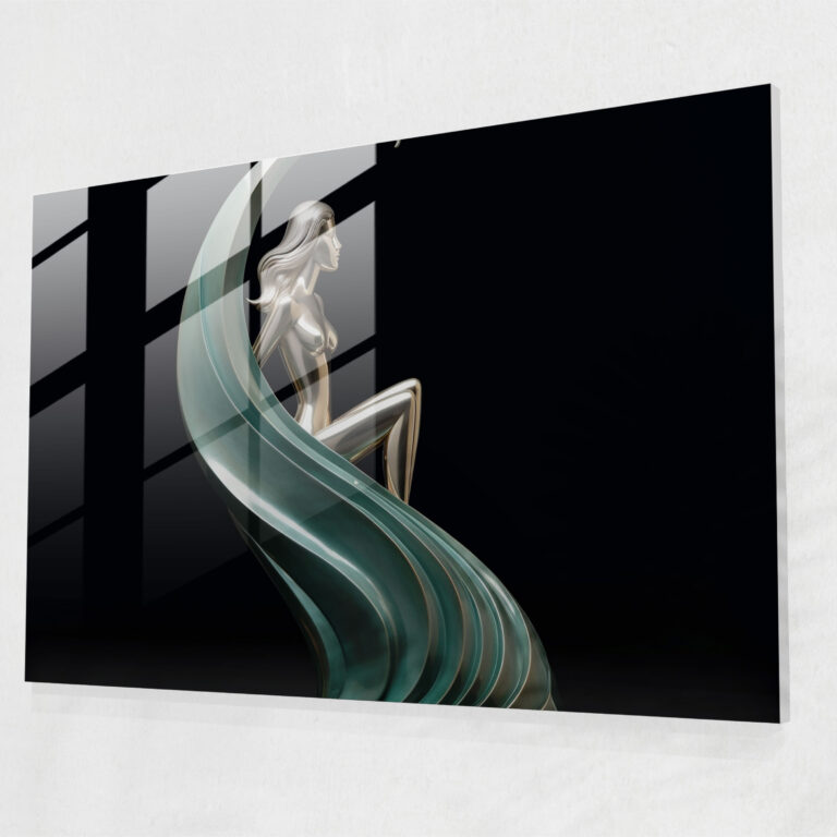 Mythology Glass Print: Graceful Mermaid - Mythology, Glass Wall Art, Glass Art, Wall Decoration