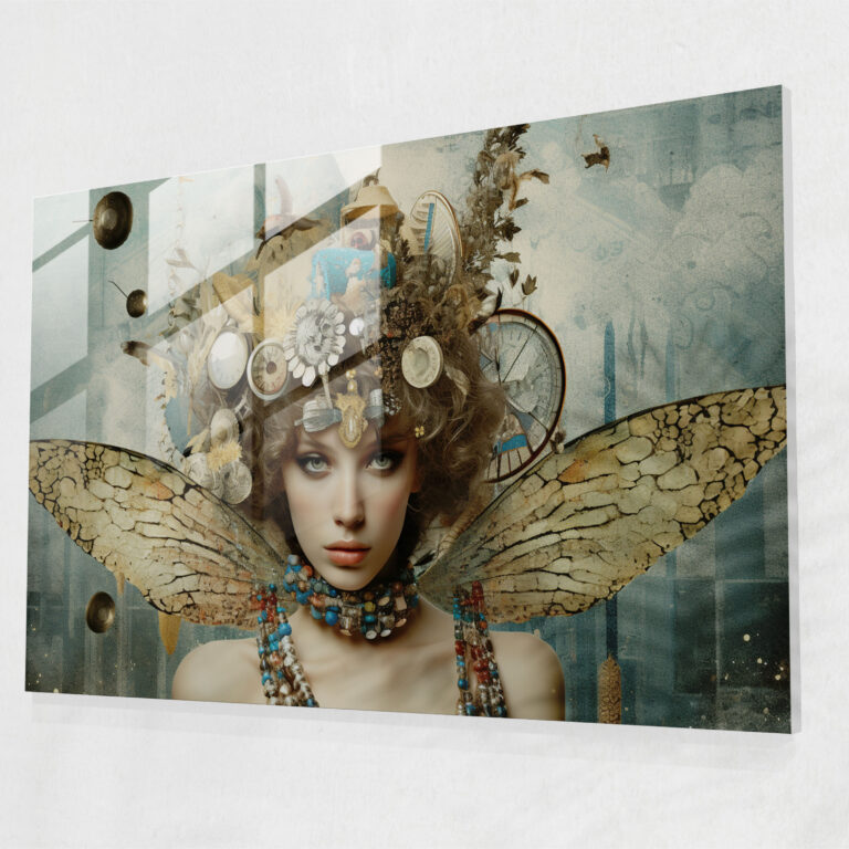Mythology Modern Glass Art - Mythology, Digital Collage, Modern Art, Symbols And Textures