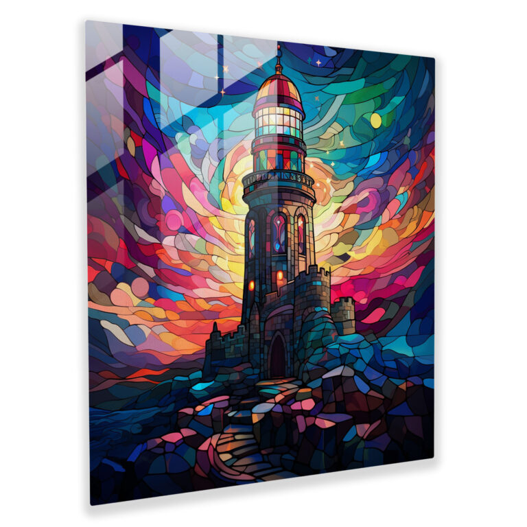Maiden Tower Stained Glass Print - Maiden Tower, Glass Wall Art, Geometric Patterns, Vibrant Colors