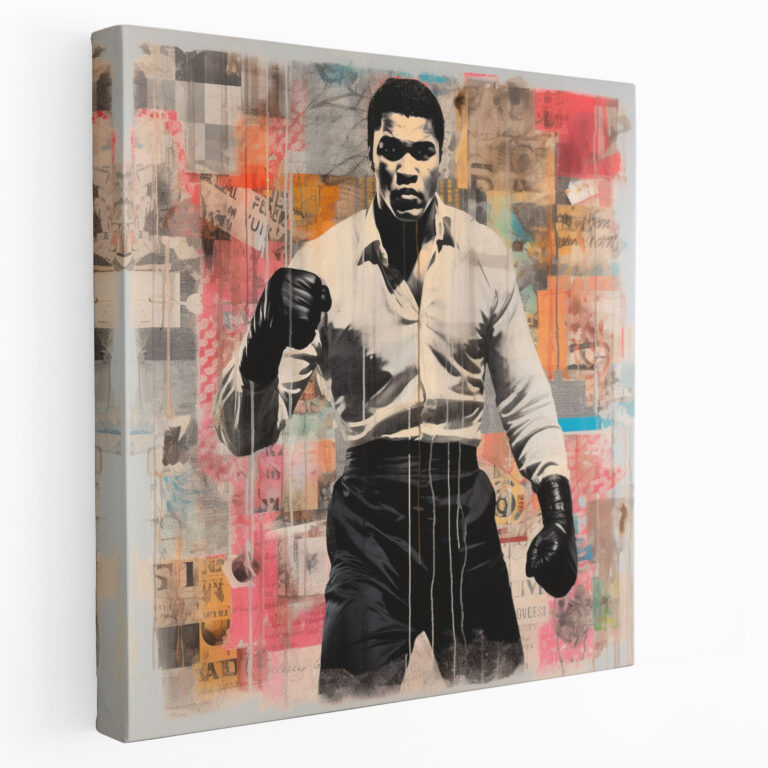Muhammad Ali Wall Decoration - Mixed Media Masterpiece - Muhammad Ali, Artistic Fusion, Hand-Painted Elements, Wall Decoration