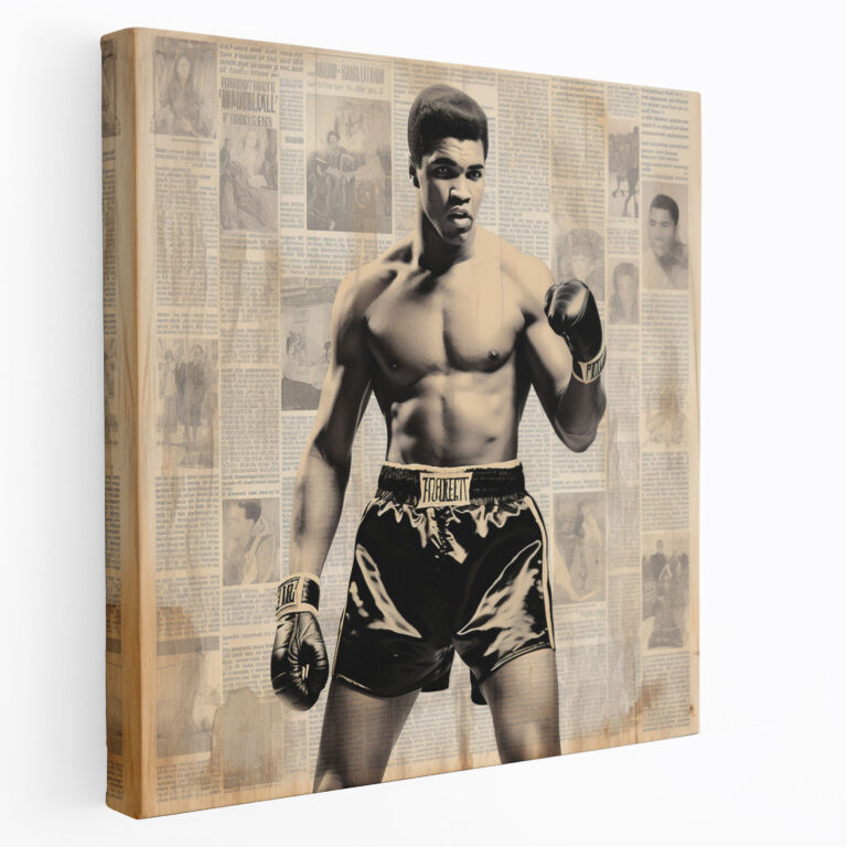 Muhammad Ali Wall Decoration - Newspaper Collage Canvas Print - Muhammad Ali, Home Decoration, Canvas Print, Wall Art