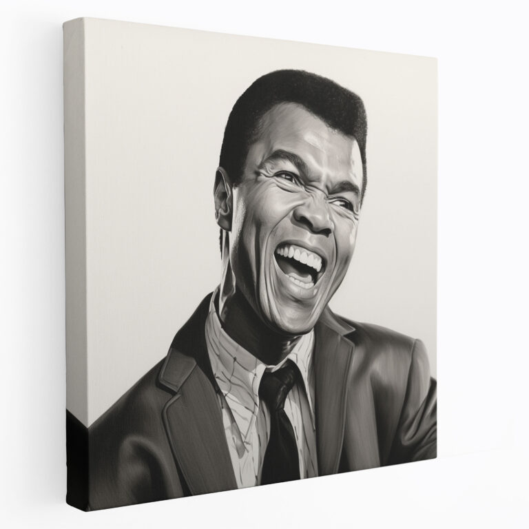 Muhammad Ali Canvas Print - Realistic Charcoal Drawing Wall Art - Muhammad Ali, Canvas Wall Art, Charcoal Drawing, Canvas