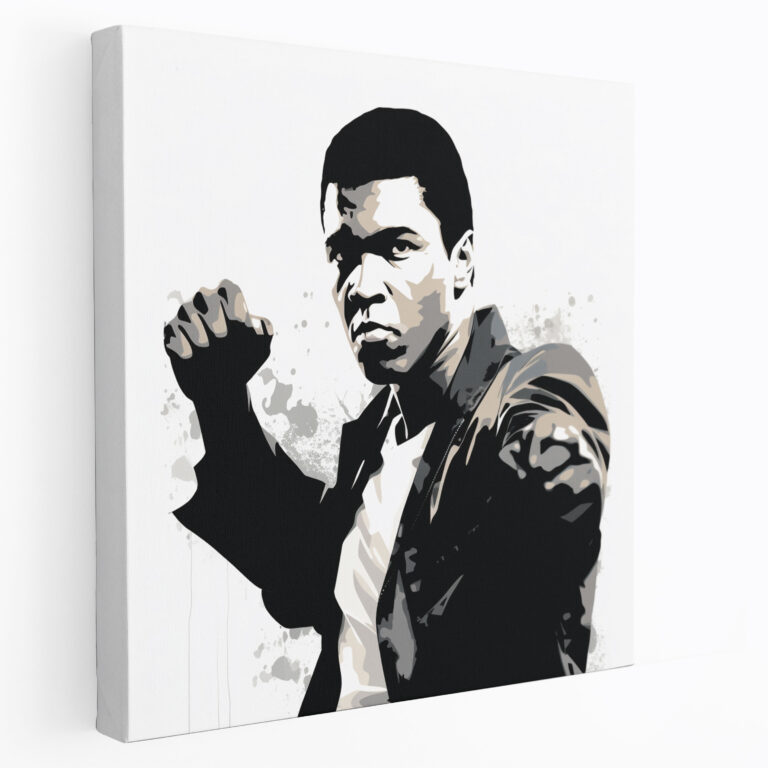 Muhammad Ali Canvas Wall Decoration - Muhammad Ali, Champion, Graphic Artwork, Silhouette