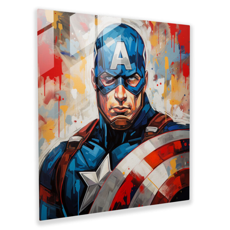 Marvel Captain America Pop Art Glass Print - Marvel, Glass Print, Pop Art Painting, Modern Art