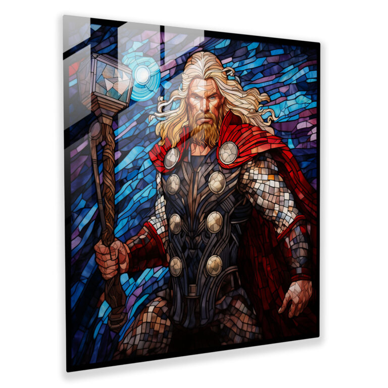 Marvel Glass Print - Thor Stained Glass Mosaic - Marvel, Glass Wall Art, Stained Glass Mosaic, Glass Art