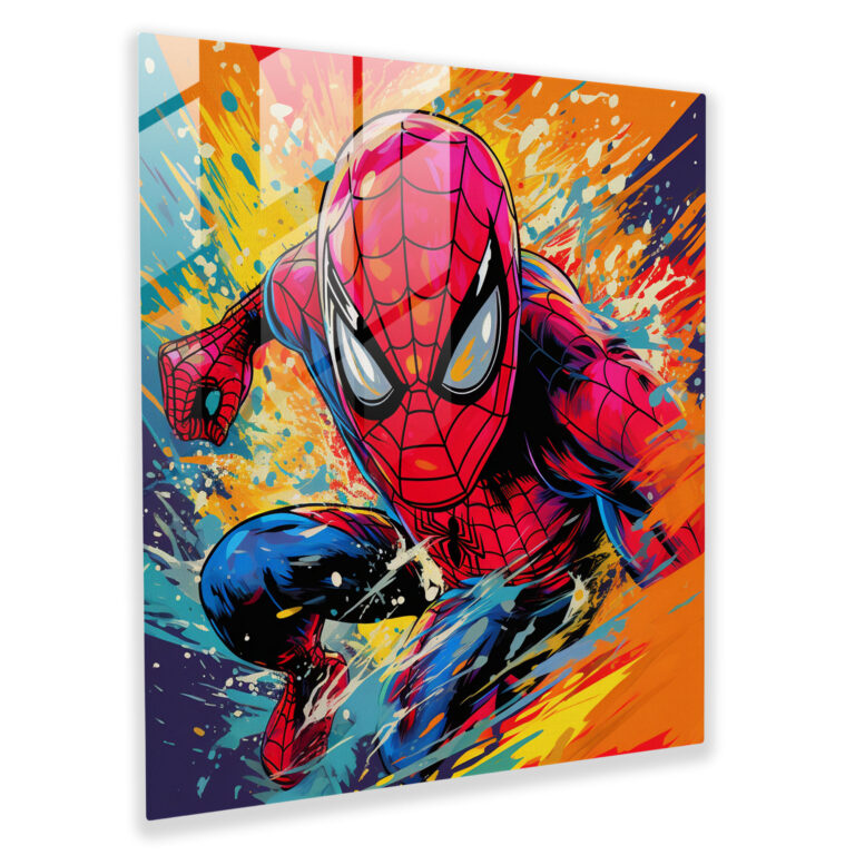 Marvel Glass Print - Spider-Man Pop Art Illustration - Marvel, Glass Art, Modern Art, Spider-Man