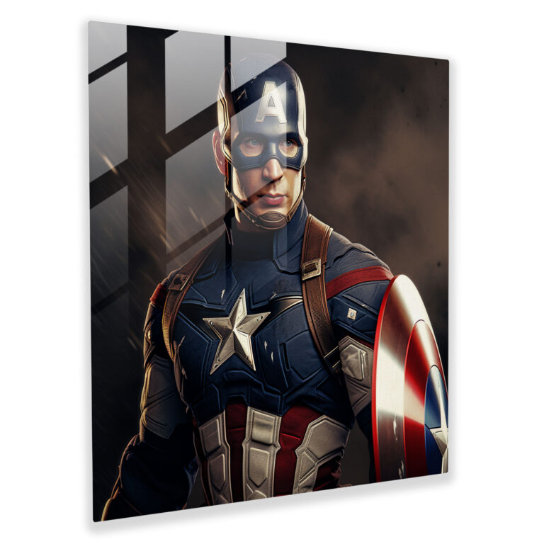 Marvel Glass Print - Realistic Captain America Digital Painting - Marvel, Digital Painting, Wall Decoration, Glass Wall Art