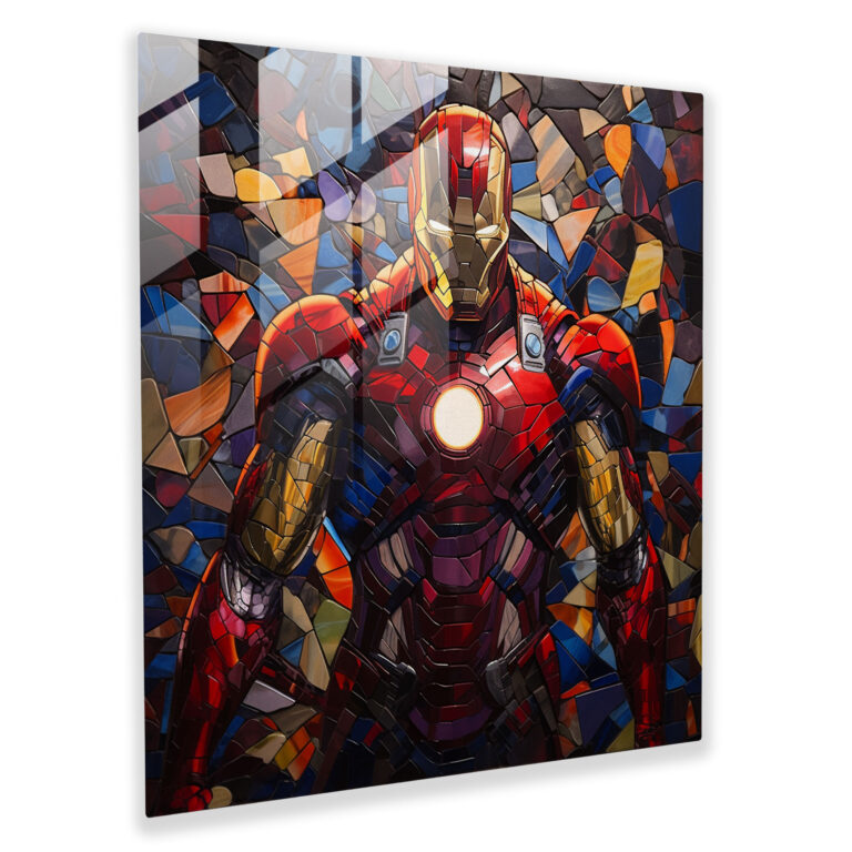 Marvel Glass Print - Abstract Collage Of Marvel Symbols And Characters - Marvel, Glass Art, Marvel Characters, Mosaic Of Colors