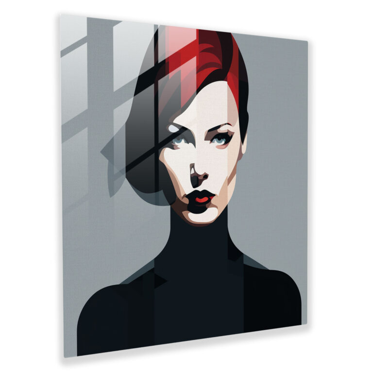 Marvel Glass Print - Minimalist Portrait Of Black Widow - Marvel, Sleek, Home Decoration, Glass Print