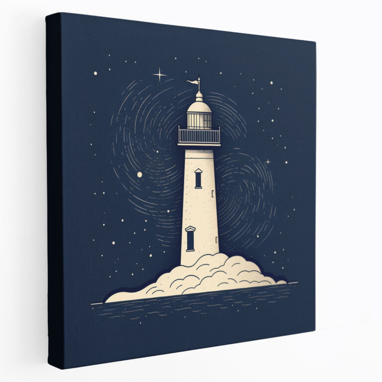 Navy Lighthouse Wall Art - Navy, Wall Art, Navy, Line Drawing