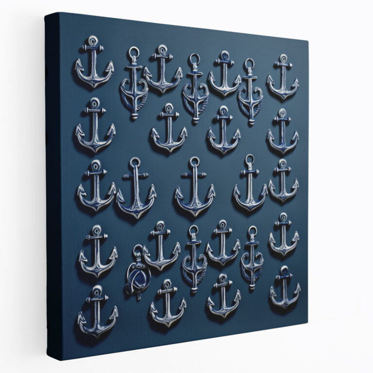 Decorative Navy Anchors Canvas Print - Navy, Wall Decoration, Wall Art, Nautical