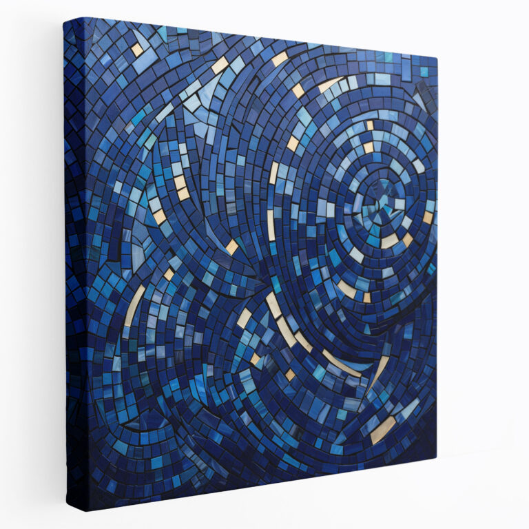 Navy Blue Mosaic Canvas Print - Navy, Canvas, Abstract, Canvas Print