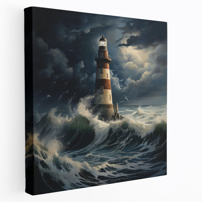 Classic Navy Lighthouse Wall Art - Navy, Wall Decoration, Navy Wall Art, Lighthouse Canvas Print