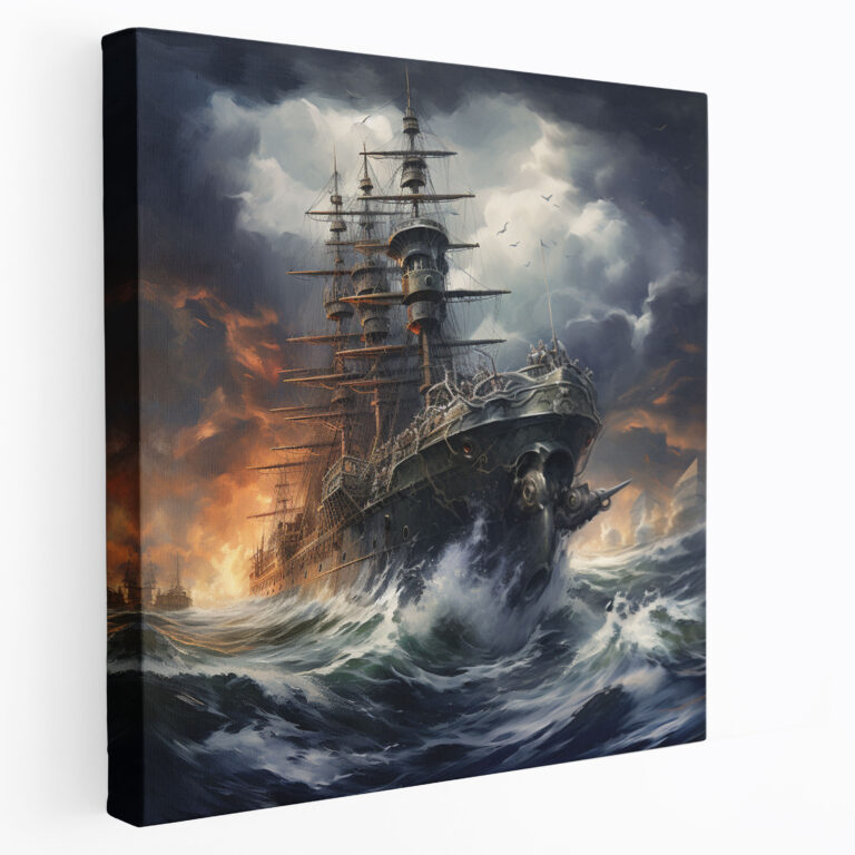 Navy Battleship Wall Art - Navy, Canvas, Rough Seas, Wall Art