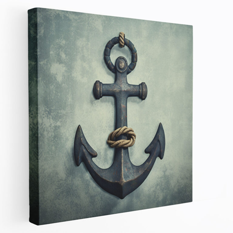 Navy Anchor Canvas Print - Navy, Weathered Background, Navy, Vintage