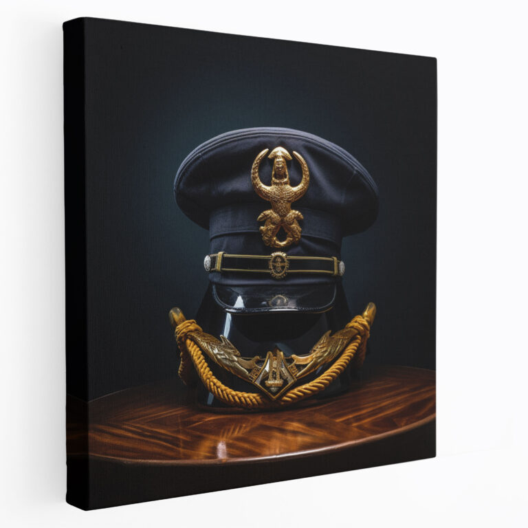 Navy Sailor's Hat Wall Decoration - Navy, Canvas Wall Art, Anchor, Bravery