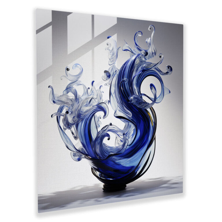 Navy Swirl Glass Art - Navy, Navy, Glass Art, Intricate Swirls