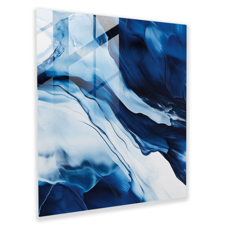 Navy Glass Print - Abstract Modern Art - Navy, Abstract Glass Wall Art, Navy Art, Navy Glass Print