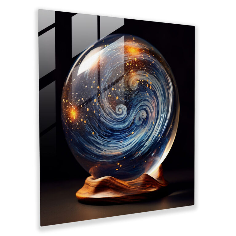 Celestial Wonders Glass Art - Navy, Stars, Modern Art, Glass Wall Art