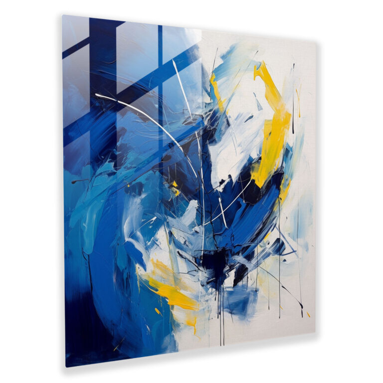 Energy Burst Glass Wall Art - Navy, Wall Decoration, Movement, Modern Art