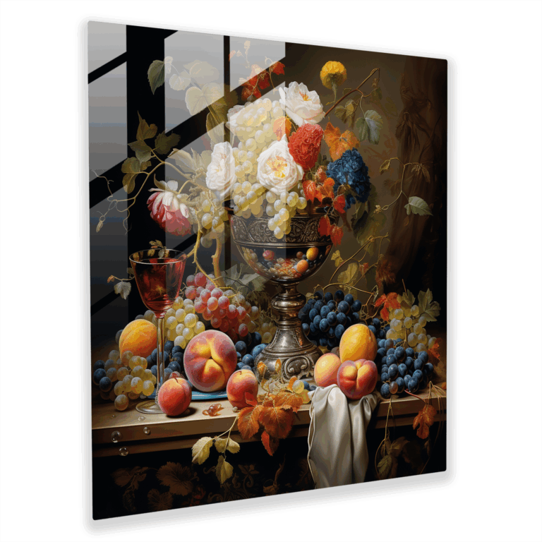 Timeless Glass Print: Exquisite Still Life with Intricate Details