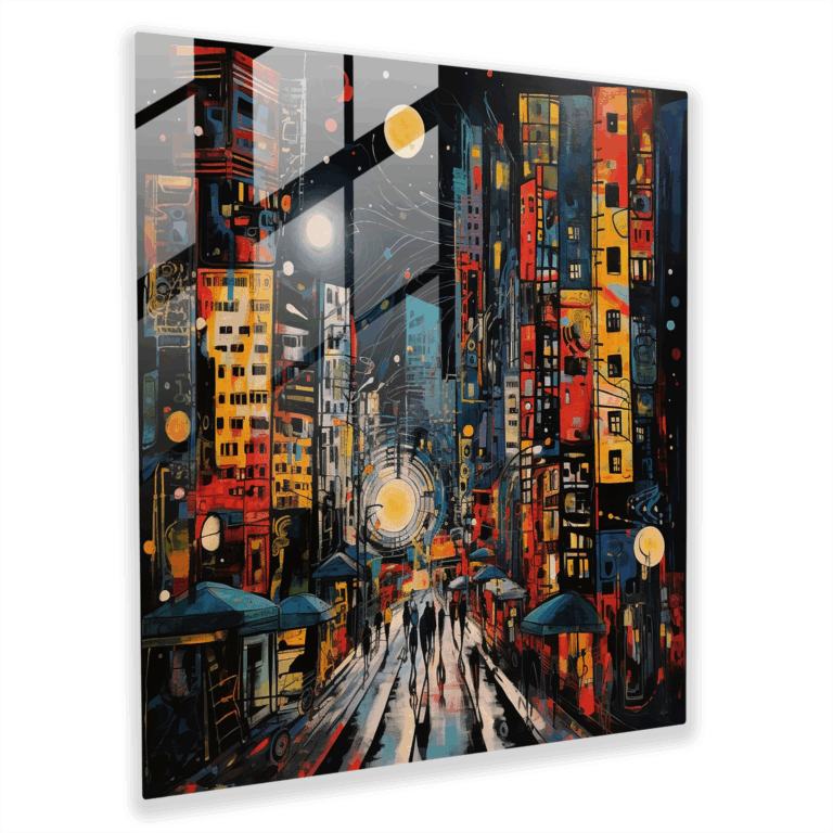 Urban Energy Glass Print: Nocturnal Metropolis