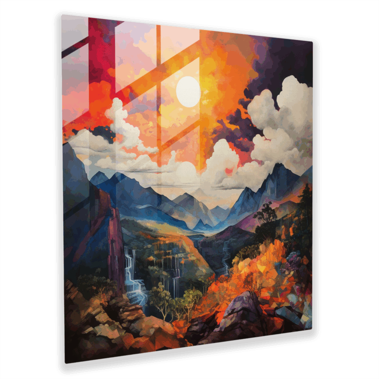 Opulent Glass Prints - Sunrise Over Mountains Glass Wall Art