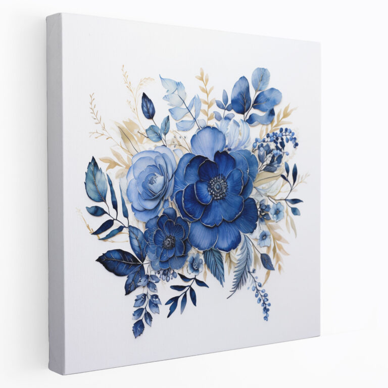 Navy Blue Flowers Wall Art - Navy Blue, Garden, Serene, Wall Art