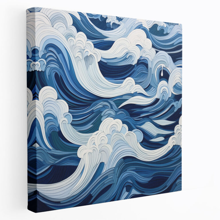 Navy Blue Waves Canvas Print - Navy Blue, Wall Decoration, Tranquility, Canvas