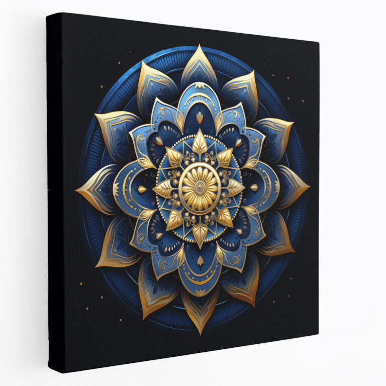 Navy Blue Mandala Canvas Print - Navy Blue, Canvas, Wall Decoration, Navy Blue
