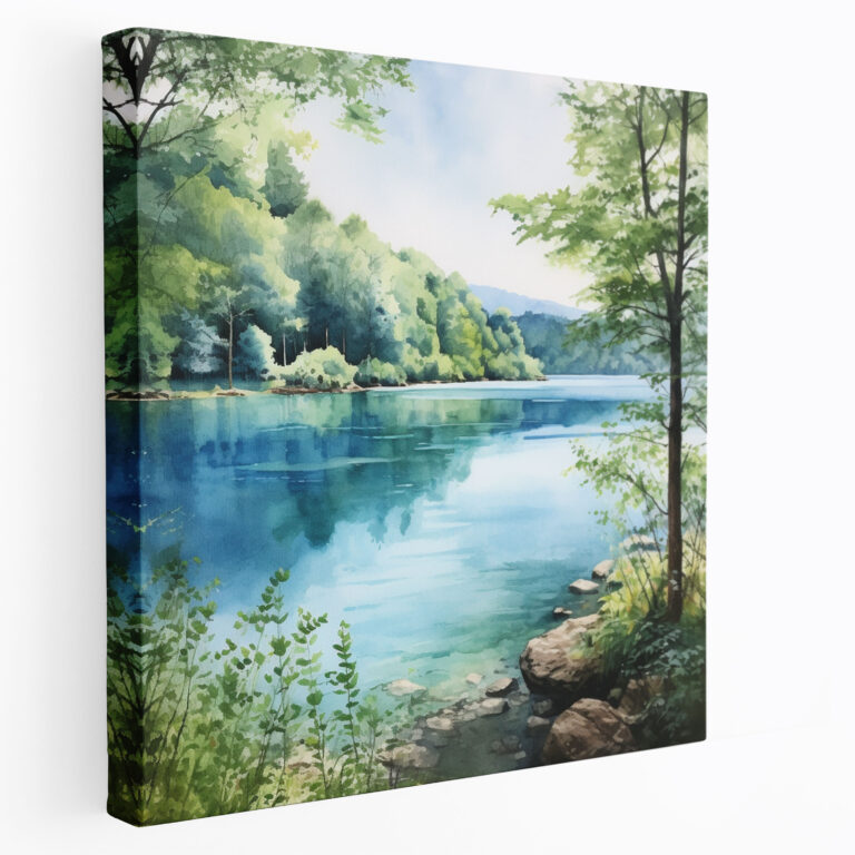 Navy Blue Canvas Print - Watercolor Landscape Painting - Wall Art - Navy Blue, Canvas Print, Canvas Wall Art, Wall Decoration