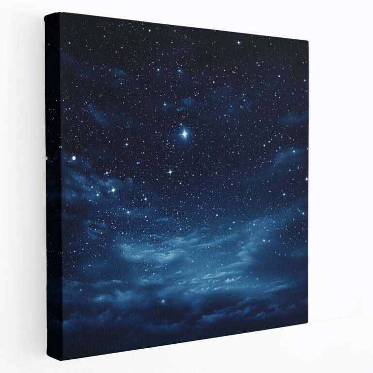 Navy Blue Canvas Print - Contemporary Night Sky Photography - Wall Art - Navy Blue, Home Decoration, Wall Decoration, Contemporary Photography
