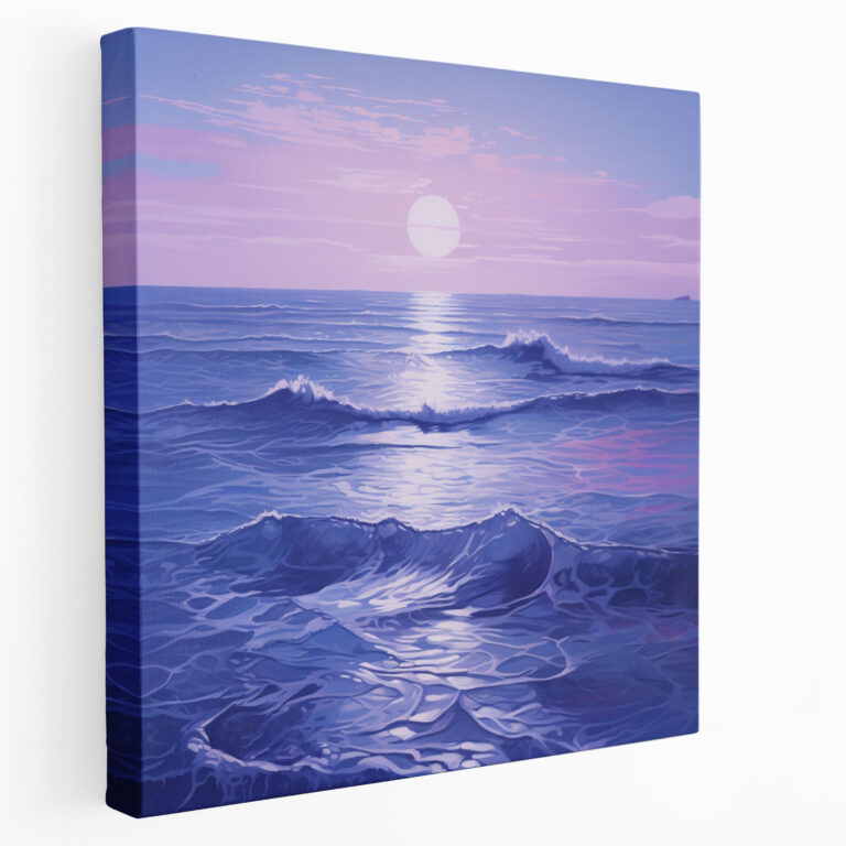 Navy Blue Twilight Seascape Canvas Print - Navy Blue, Wall Decoration, Wall Art, Canvas Print