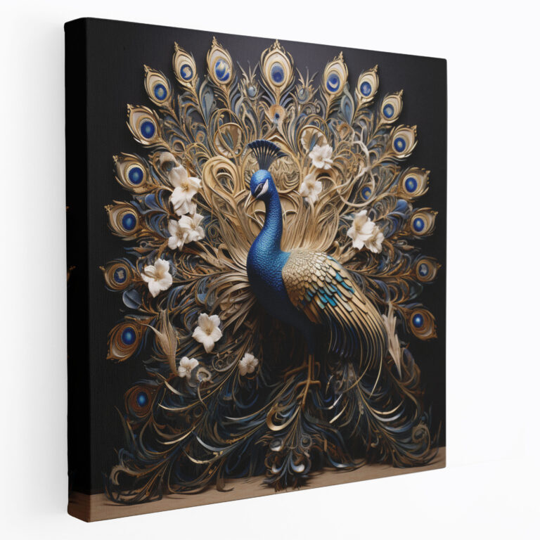 Navy Blue Peacock Canvas Print - Navy Blue, Navy Blue, Canvas Print, Peacock