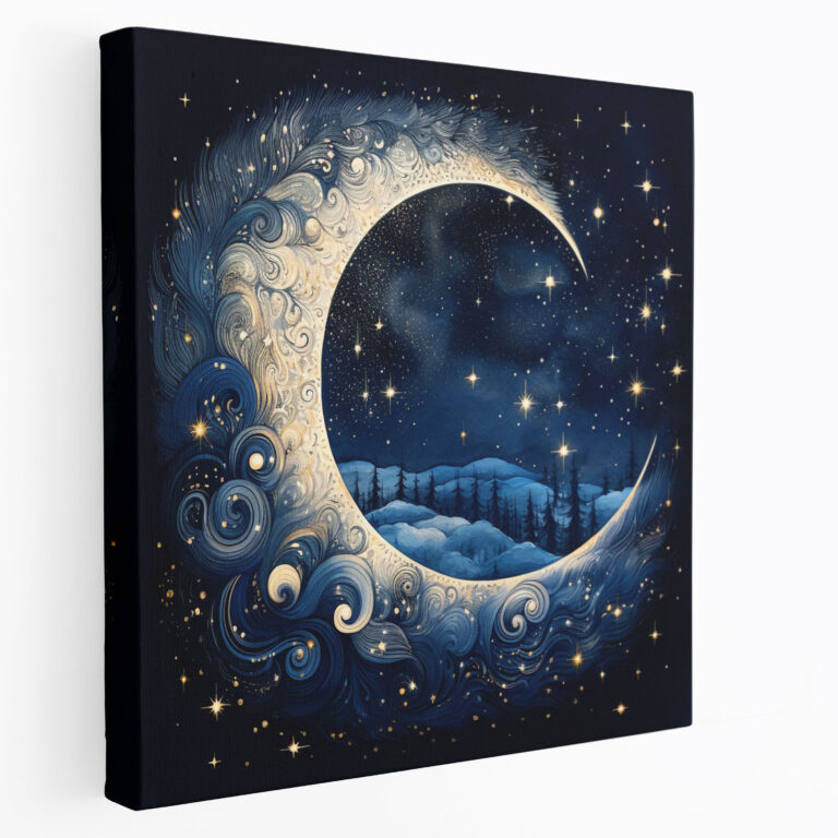 Navy Blue Starry Night Canvas Print - Navy Blue, Starry Night, Wall Decoration, Wall Art