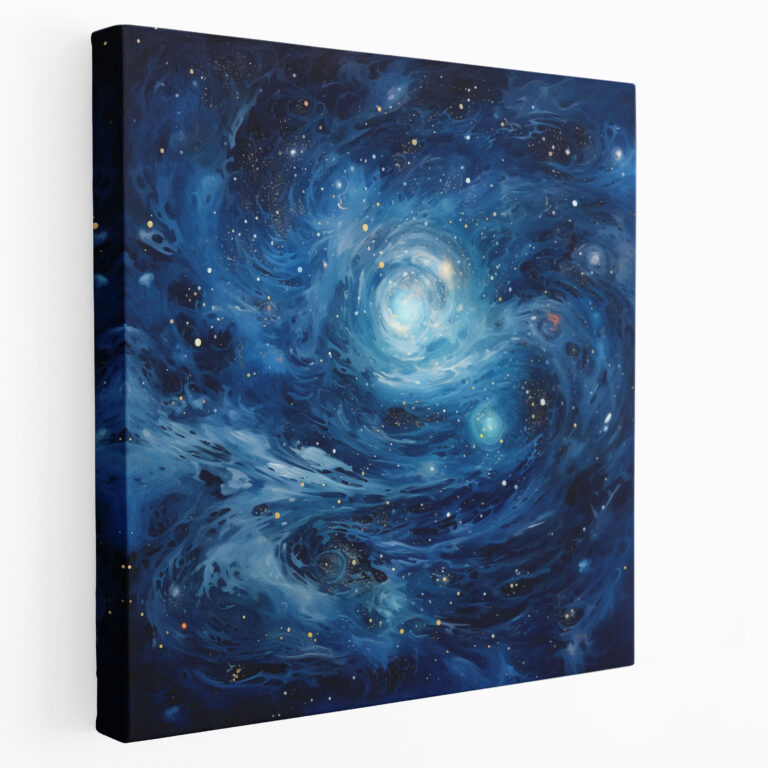 Navy Blue Swirling Nebulae Canvas Print - Navy Blue, Canvas Wall Art, Navy Blue, Wall Decoration