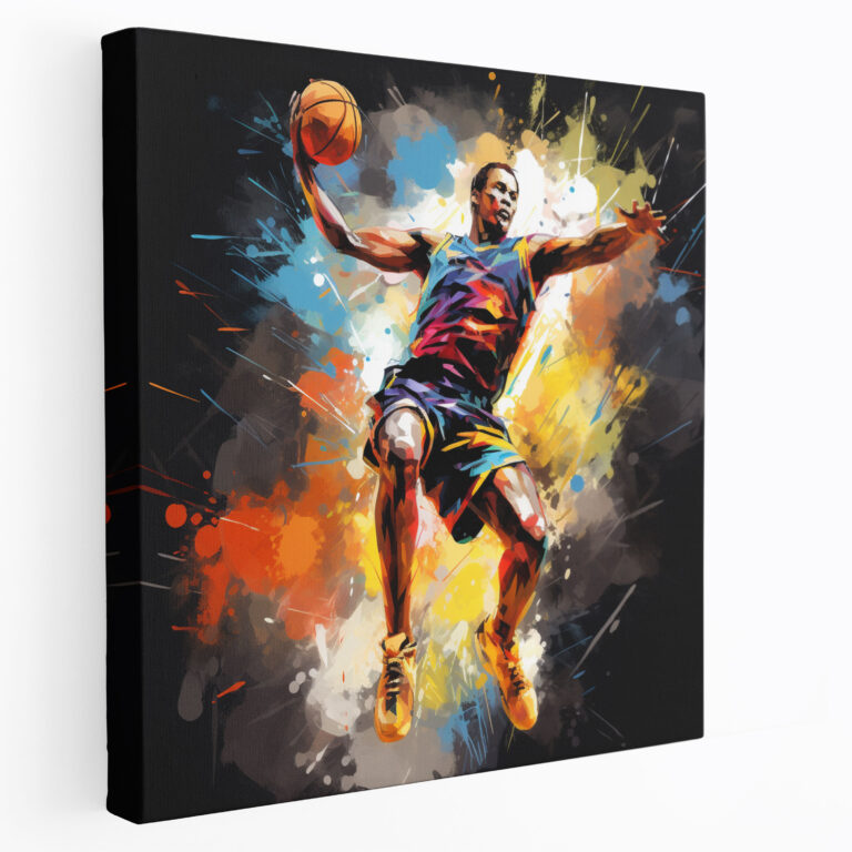 Nba Canvas Print - Modern Abstract Basketball Player Slam Dunk Wall Art - Nba, Home Decoration, Canvas Print, Wall Decoration