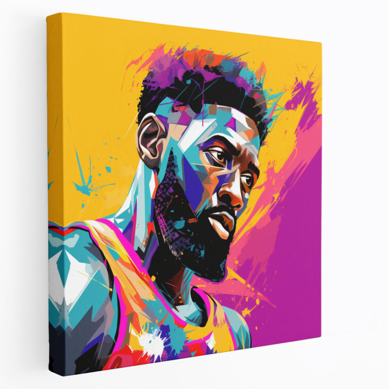 Nba Wall Art - Pop Art Style Colorful Portrait Of Iconic Basketball Player Canvas Print - Nba, Colorful Portrait, Personality, Home Decoration