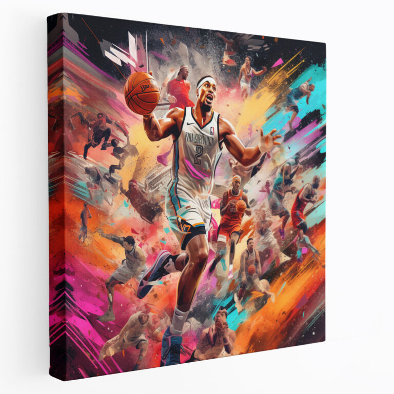 Nba Wall Art - Collage-Style Basketball Canvas Print - Nba, Action Shots, Canvas, Canvas Wall Art