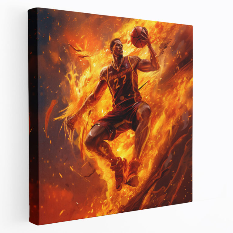 Nba Canvas Print - Fiery Dunk - Nba, Canvas Print, Home Decoration, Wall Decoration