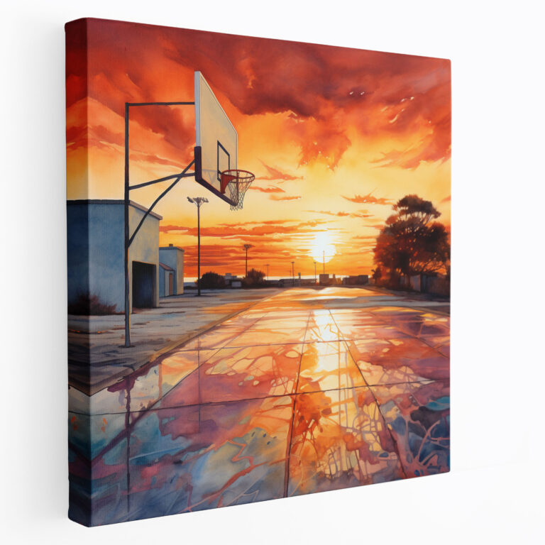 Nba Wall Art - Basketball Court At Sunset - Nba, Serene Atmosphere, Vibrant Hues, Basketball Court