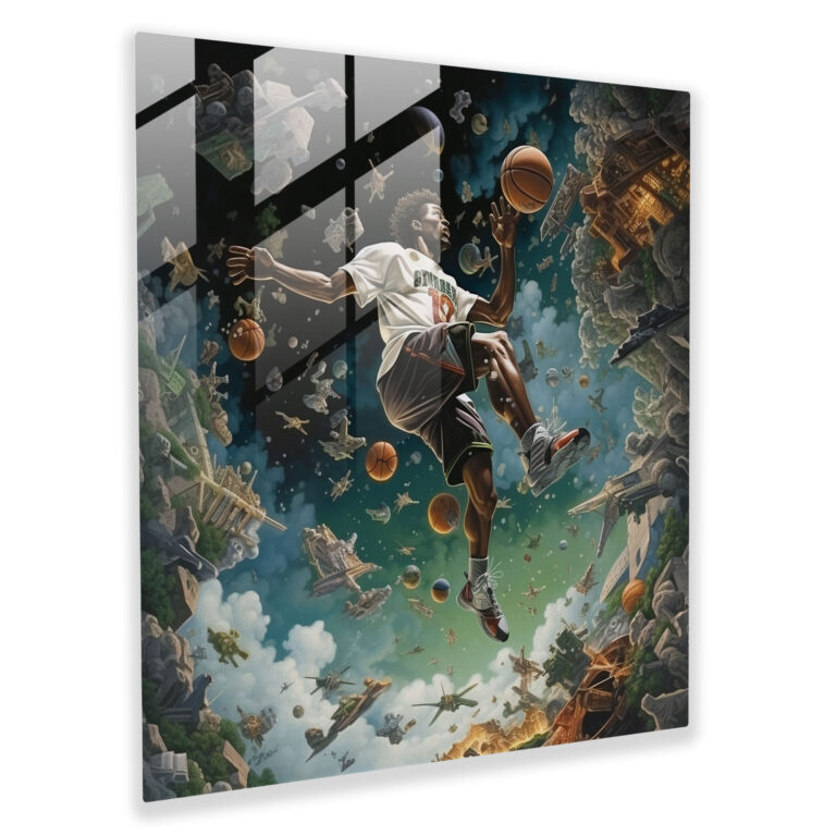 Nba Surrealistic Glass Print - Nba, Nba, Wall Decoration, Dream-Like Paintings